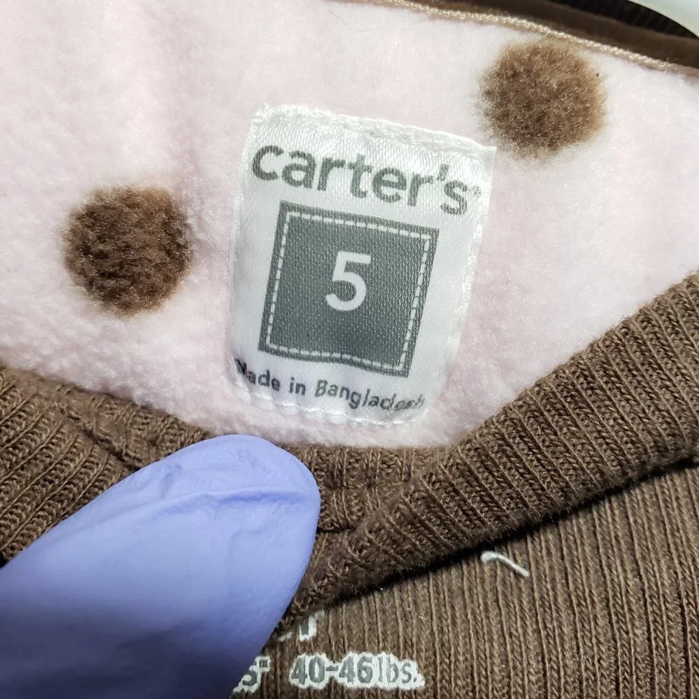 Carter’s Girls Brown & Pink Vest + Long Sleeve Shirt Set | Size 5 - for Kids
